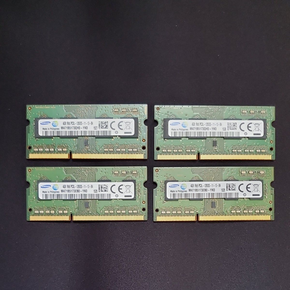 SAMSUNG ノートパソコン用DDR3 4GBメモリ 4枚セット【中古】メモリ診断済み異常なし