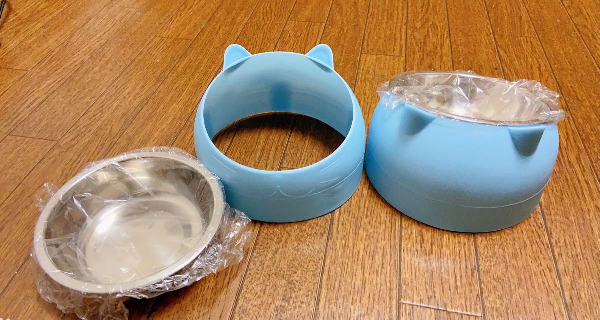 2点セットペットボウル 犬食器 猫食器 ペットフードボウル 可愛い傾斜タイプ ステンレス 