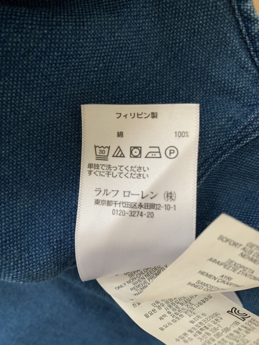 Polo Ralph Lauren 半袖 シャツ ブルー ボタンダウンシャツ ラルフローレン POLO RALPH LAUREN Lサイズ　slim fit ポロ_画像5