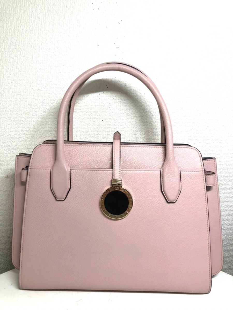 【中古美品】BVLGARI ブルガリ ブルガリ アルバ ハンドバッグ レザー ライトピンク系/ブラック/ゴールド金具 の画像1