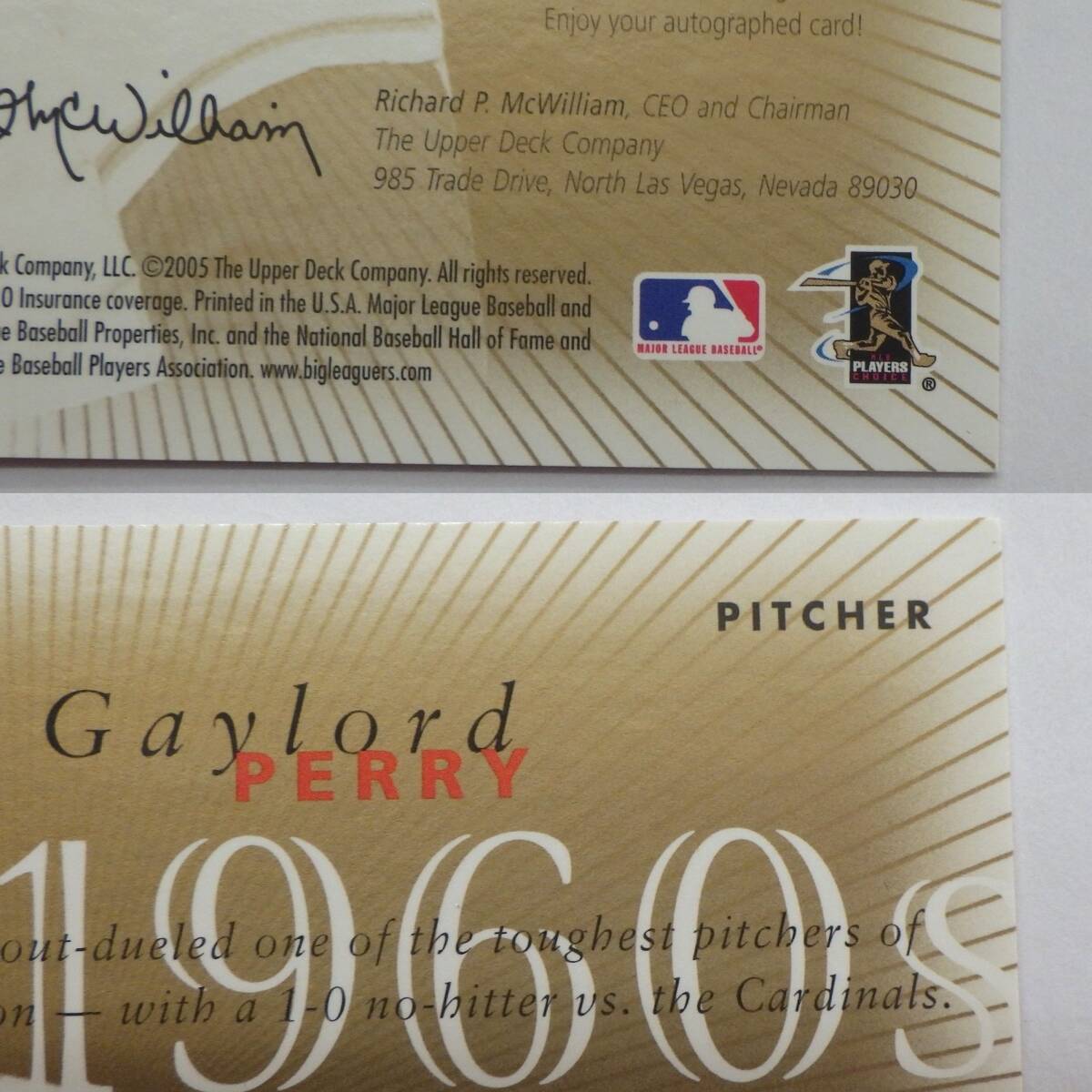 2005 Gaylord Perry/ゲイロード・ペリー Upper Deck ULTIMATE SIGNATURE DECADES GIANTS MLBカード_画像5