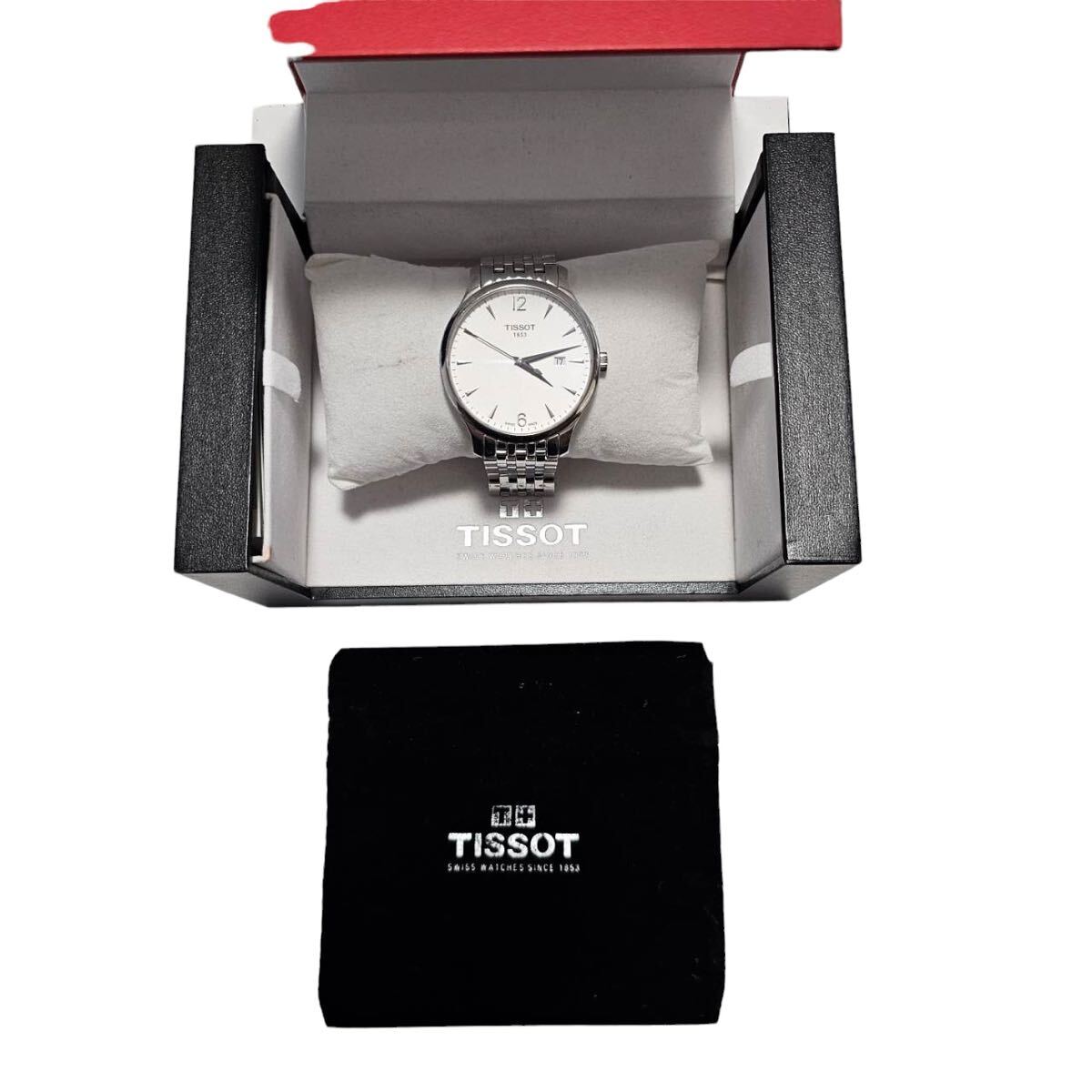 【極美品】TISSOT ティソ T063610 トラディション クォーツ デイト メンズ 腕時計 の画像3