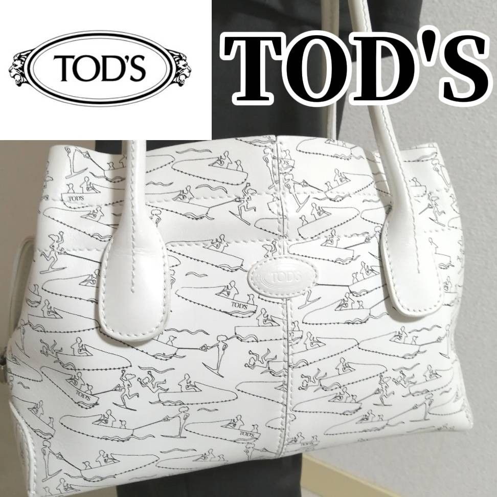 【期間限定SALE】TOD'S　トッズ　 トートバッグ　　 レザー　白　ホワイト　 ハンドバッグ　肩掛け　肩掛けバッグ