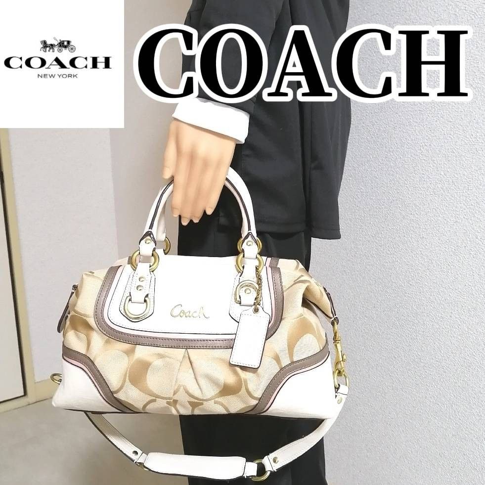 【人気の2wayバッグ】 COACH　 コーチ　 ハンドバッグ　  キャンバス　 レザー　ハンドバッグ　