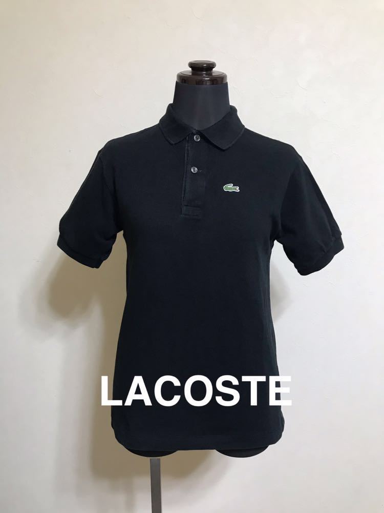 LACOSTE ラコステ 鹿の子 ポロシャツ トップス キッズサイズ12 半袖 黒 F5191_画像1