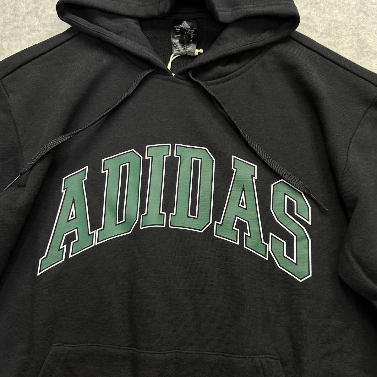 【格安送料】新品未使用 adidas 2XLサイズ アディダス パーカー スウェット フーディ プルオーバー ジム ビックロゴ ブラック 黒 正規品_画像3