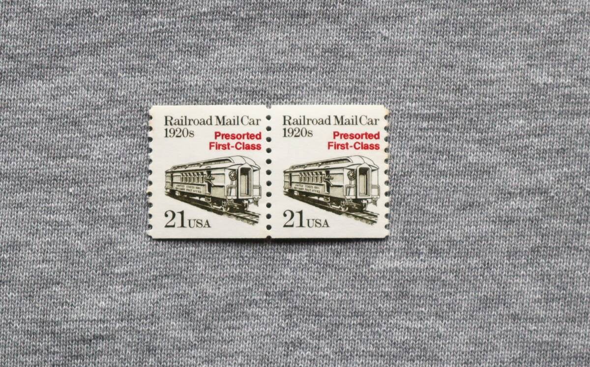 USA172　アメリカ　輸送機関　乗り物　1920年代の鉄道郵便車　21　Presorted first class コイル切手　手1枚_画像1