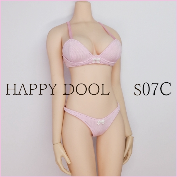 TBLeague 【Happy Doll】S07C スクールブラセット ピンク/リボン白 下着 1/6 Phicen ファイセン_画像1