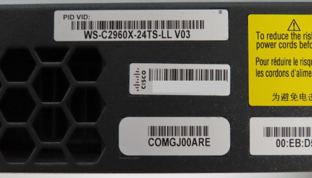 【大阪発】【CISCO】Catalyst 2960-Xシリーズスイッチ WS-C2960X-24TS-LL v03 (6194)_画像8