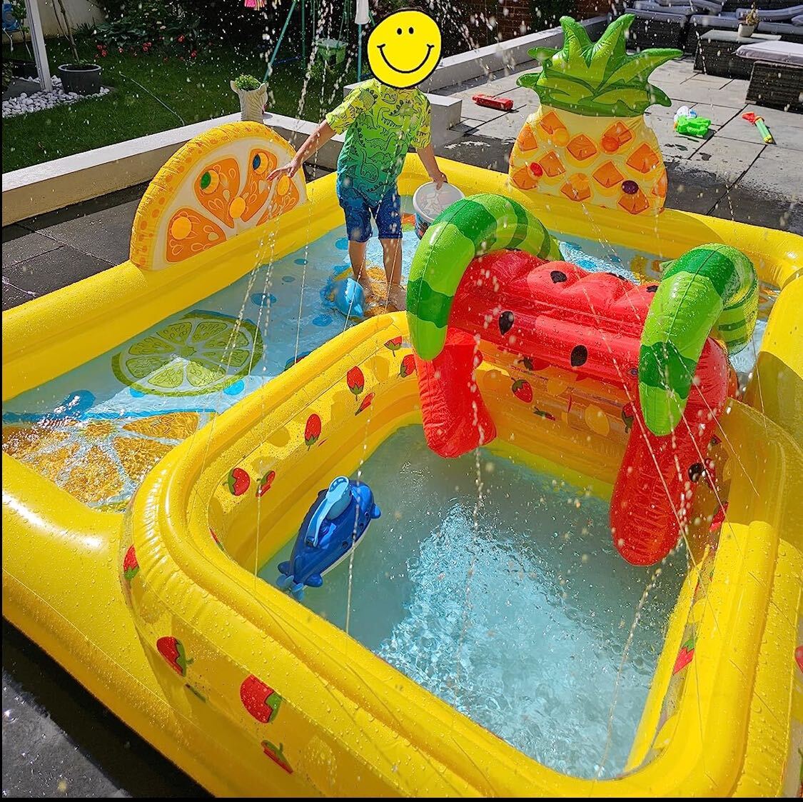 新品 インテックス プール 噴水 すべり台 幼児 ウォータースライダー フルーティ水遊び ビニールプール 大型プール の画像1