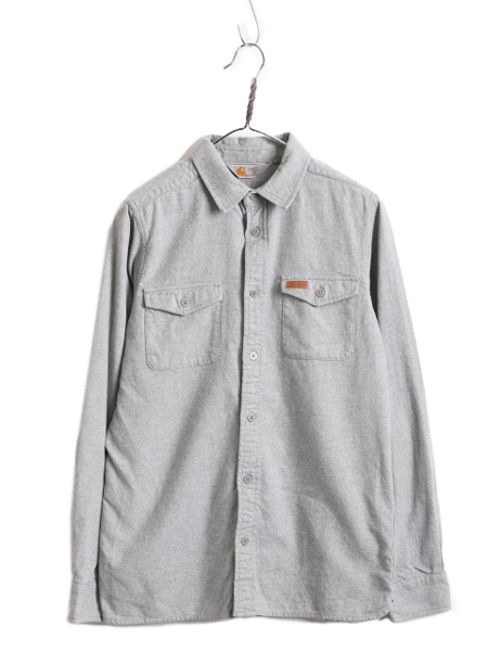 US企画 カーハート フランネル シャツ メンズ S / 古着 Carhartt ネルシャツ ネル 長袖シャツ ワーク コットン ポケット付き ワンポイント_画像1