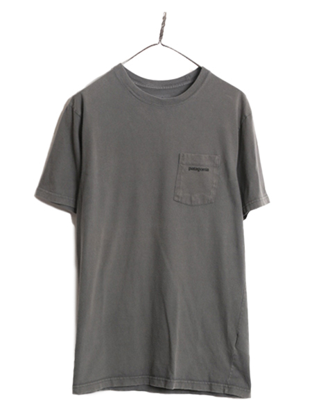 16年製 パタゴニア ポケット付き 両面 プリント 半袖 Tシャツ メンズ L / Patagonia アウトドア ポケT P-6 ボックスロゴ バックプリント 灰_画像5