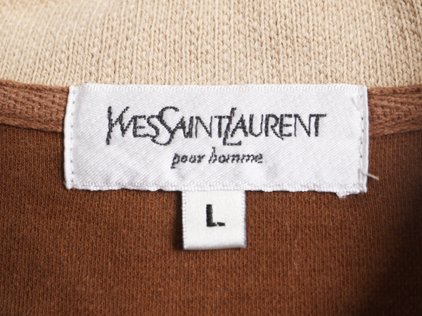 80s 90s イヴサンローラン 2トーン 長袖 ポロシャツ メンズ L オールド ヴィンテージ Yves Saint Laurent 長袖シャツ ストレッチ スムース_画像6