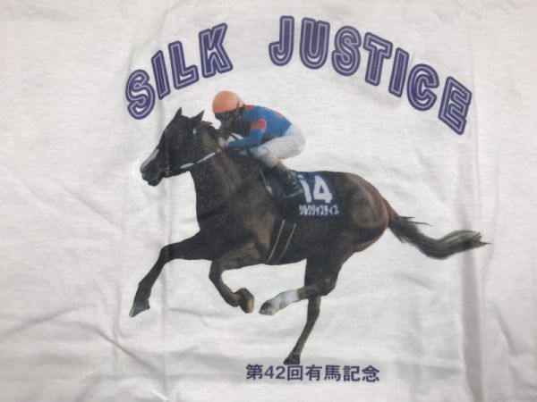 シルクジャスティス 平成レトロ 90s オールド 古着 1997年 第42回 有馬記念 競馬 競走馬 半袖Tシャツ カットソー メンズ L 白_画像3