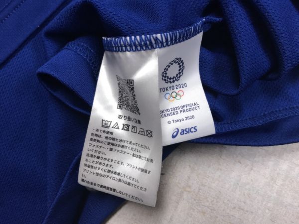 アシックス asics TOKYO 2020 東京オリンピック 夏季五輪 御殿場 ドライメッシュ 半袖ポロシャツ メンズ ボタンダウン 2XL 青の画像2