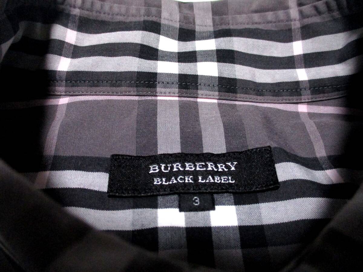 大人気 L(3)極美品 バーバリーブラックレーベル BURBERRY BLACKLABEL ホース刺繍 ノバチェック総柄デザイン ボタンダウンシャツ 日本製 夏_画像7