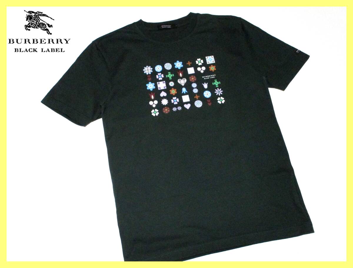 激レア 未使用品 前身頃モノグラムプリントデザイン バーバリーブラックレーベル BURBERRY BLACK LABEL Tシャツ 日本製 サイズ M(2) 夏