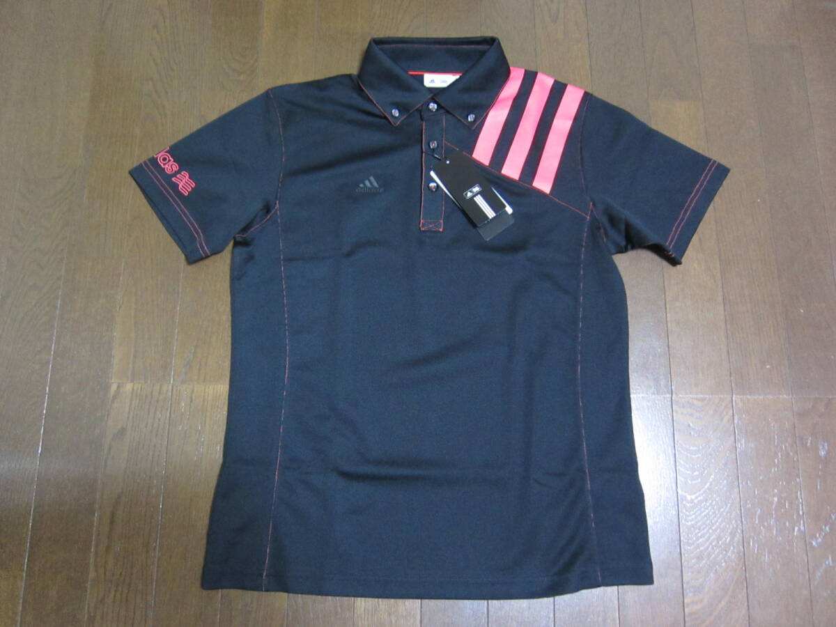 ◇アディダス　adidas　半袖ポロ　ブラックｘピンク　Ｍ　新品◇_画像2