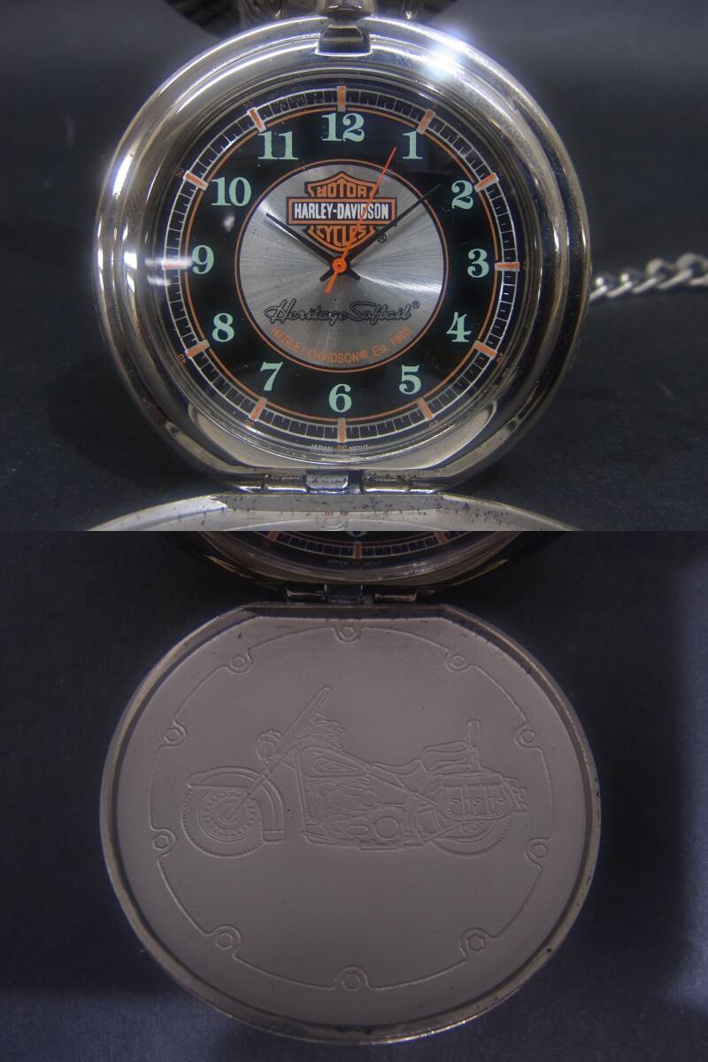 (AK7) Harley-Davidson フランクリンミントン 懐中時計 置時計 ハーレー ダビッドソン アメリカン イーグル インテリア アンティーク 置物 _画像8