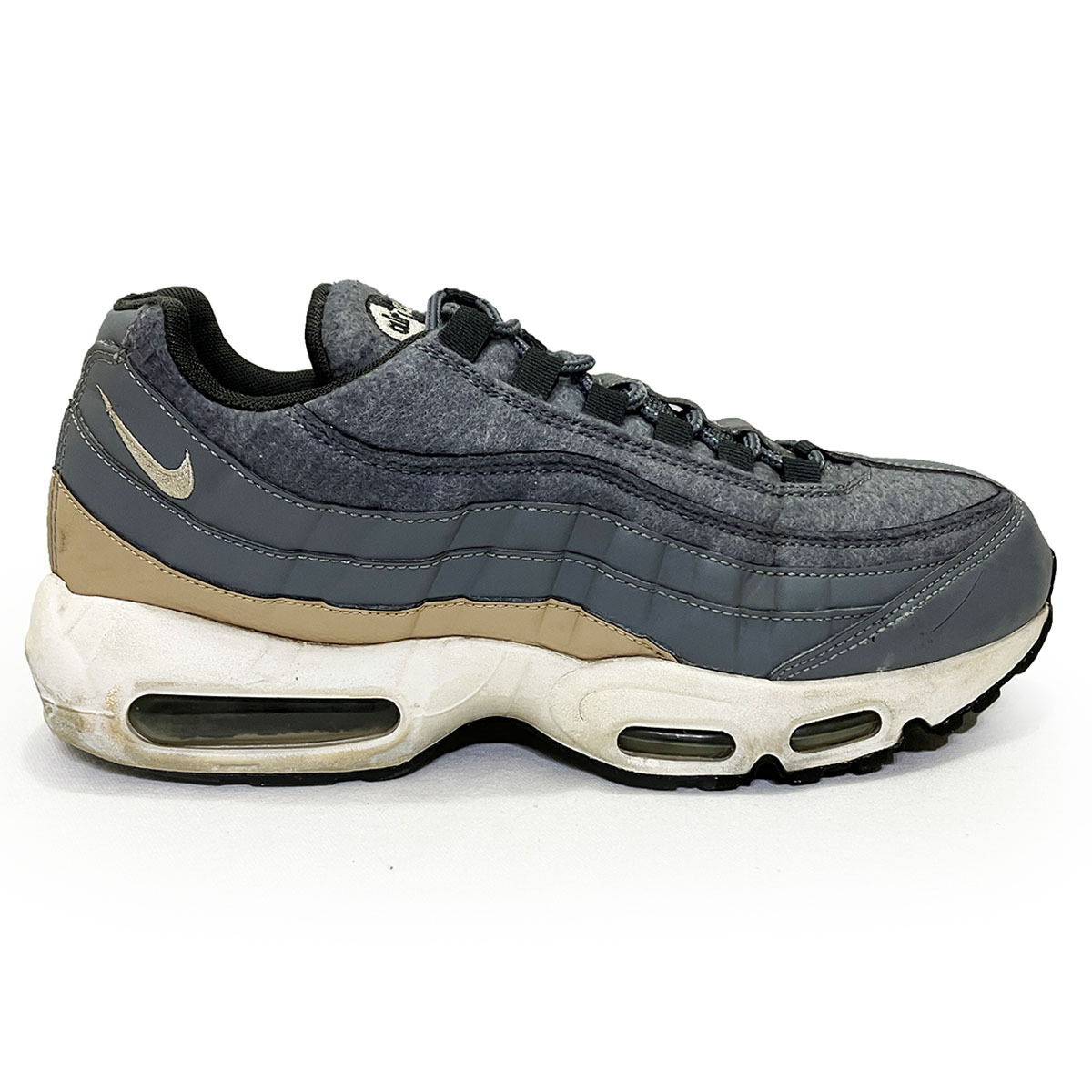 ナイキ エア マックス ９５ プレミアム グレー 26.5cm NIKE AIR MAX 95 PREMIUM 正規品 本物 年代 復刻 ウール ビジブルエア 538416-009 灰