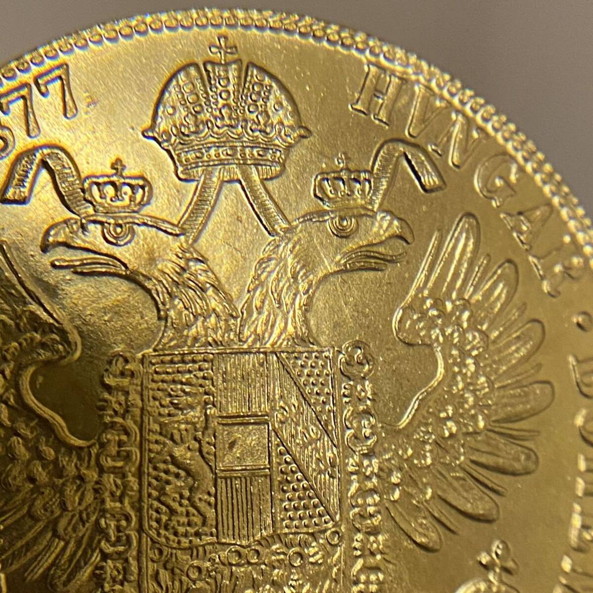 金貨 オーストリア帝国 硬貨 古銭 約14.71g フランツ・ヨーゼフ 1 世 1877年 クラウン 国章 紋章 双頭の鷲 4ダカット コイン 海外硬貨 の画像5