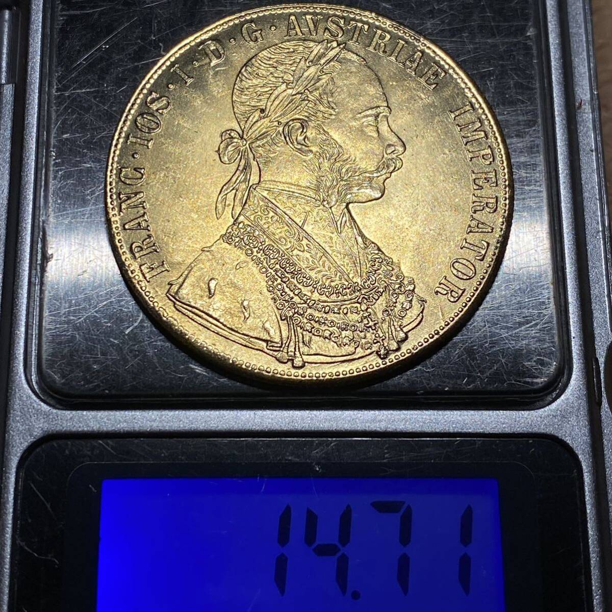 金貨 オーストリア帝国 硬貨 古銭 約14.71g フランツ・ヨーゼフ 1 世 1877年 クラウン 国章 紋章 双頭の鷲 4ダカット コイン 海外硬貨 の画像8