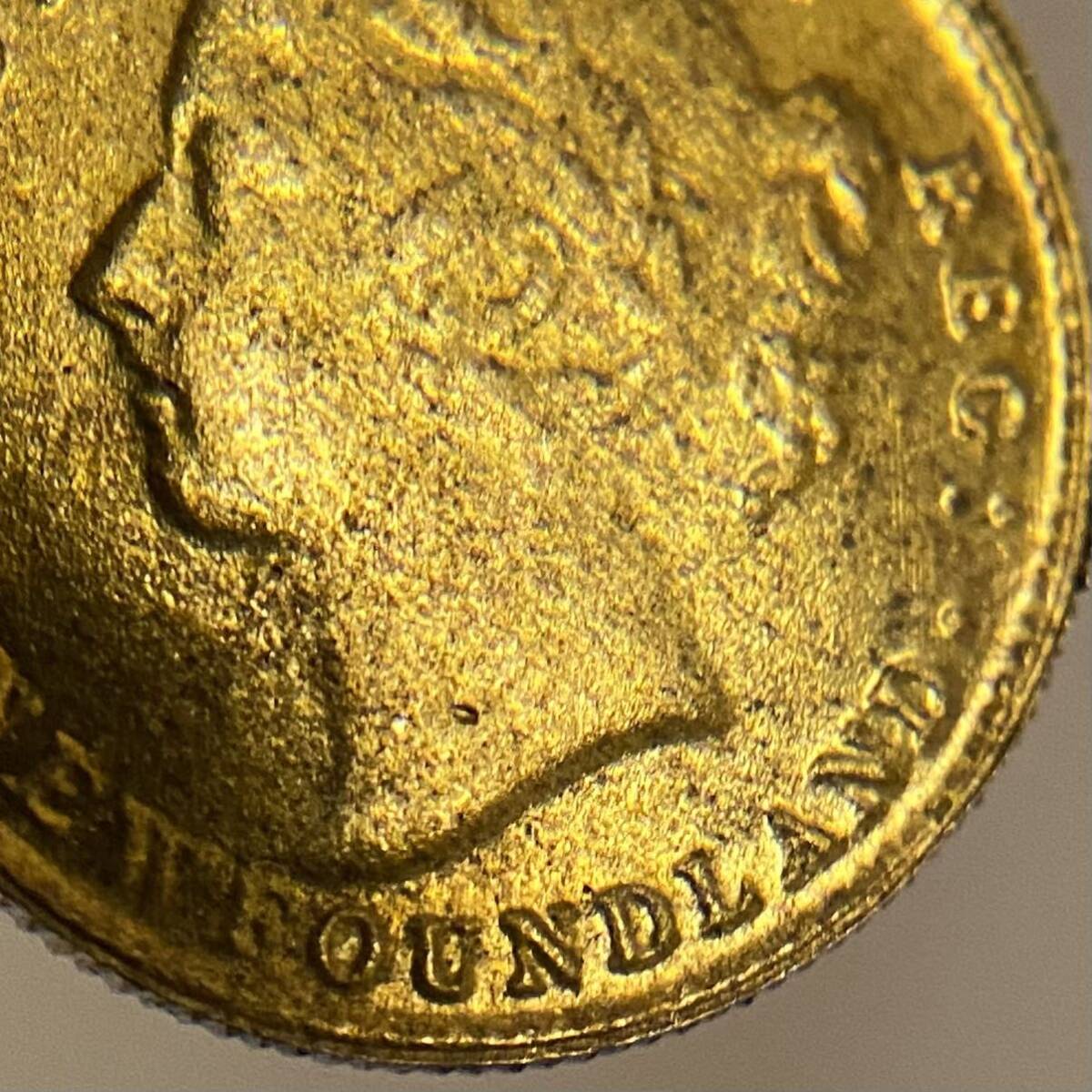 英領ニューファンドランド島古銭　約2.95g 2ドラ金貨　ビクトリア女王　1882年銘　一円貨幣　硬貨骨董品コインコレクション_画像4