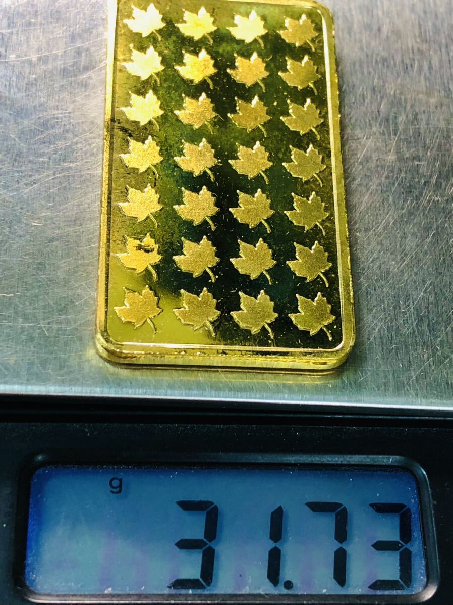 外国古銭　カナダ　メープルリーフ　1オンス　ゴールドバー 大型金貨 カプセル付き 重さ約31.73g_画像7