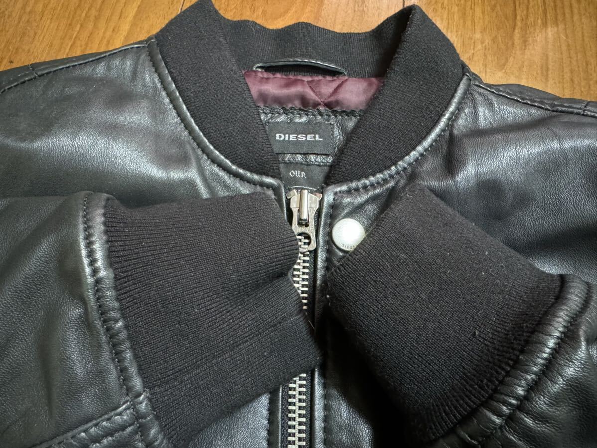 DIESEL 羊革 レザージャケット MA-1 ボンバージャケット ブラック Sサイズ_画像9