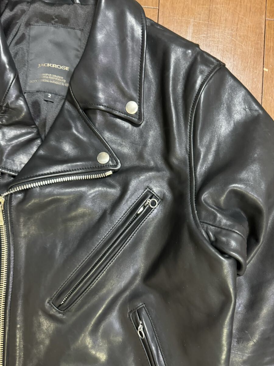 JACKROSE 馬革 レザー ダブルライダースジャケット ブラック JACKROSE 馬革 レザー ダブルライダースジャケット ブラック