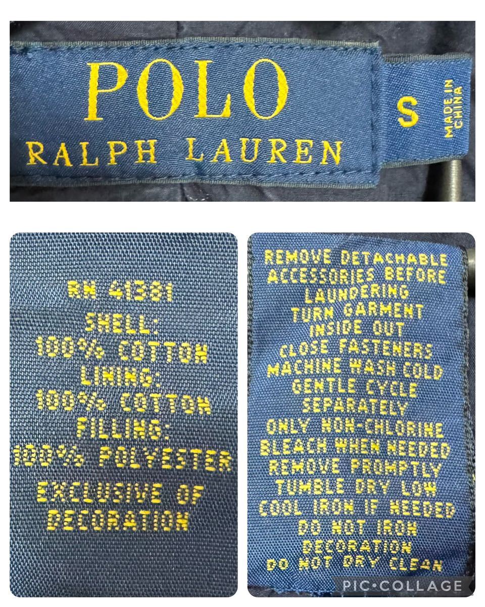 POLO RALPH LAUREN ラルフローレン USED加工 TYPE A-2 デッキジャケット ステンシル ナス紺 Sサイズ ネイビー 古着
