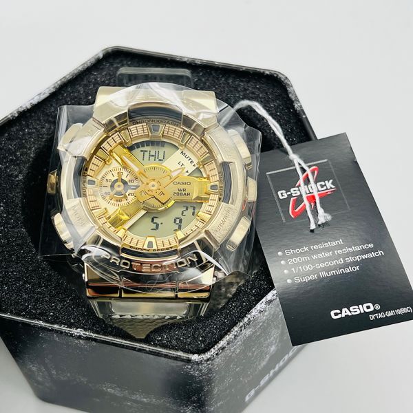 未使用 CASIO カシオ G-SHOCK Gショック GM-110SG-9A (GM-110SG-9AJF同等) ゴールド 金色 GOLD クリアベルト デジアナ アナデジ 腕時計_画像2