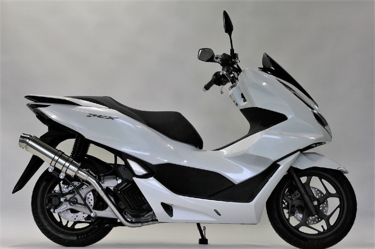 最新モデル対応！ HMS PCX160 バイクマフラー 2BK-KF47 8BJ-KF47 R300 アップタイプ ステンレス マフラー カスタム シルバー V-201-040の画像5