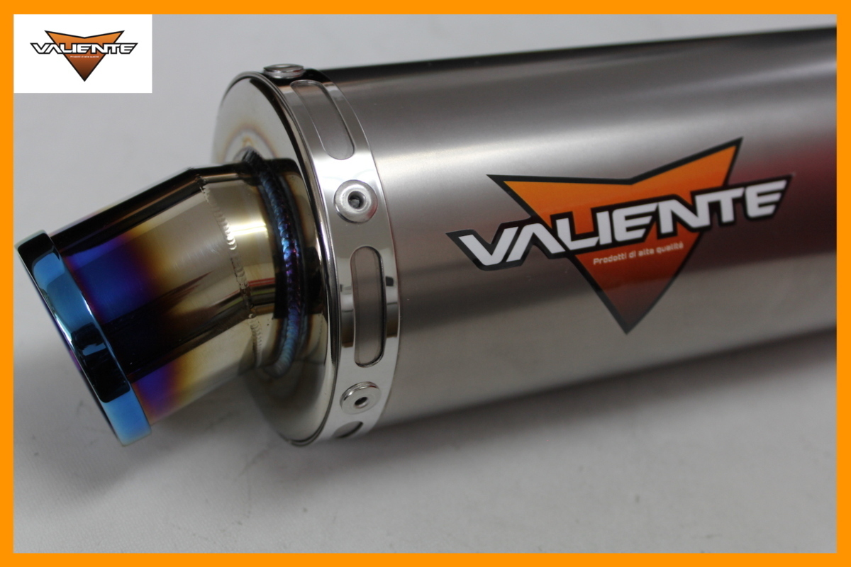 Valiente 90Φ×400mm 差込口 50.8Φ用 汎用サイレンサー チタンソリッド バイクマフラー ブルーカラー バリエンテ v-301-ts7_画像2