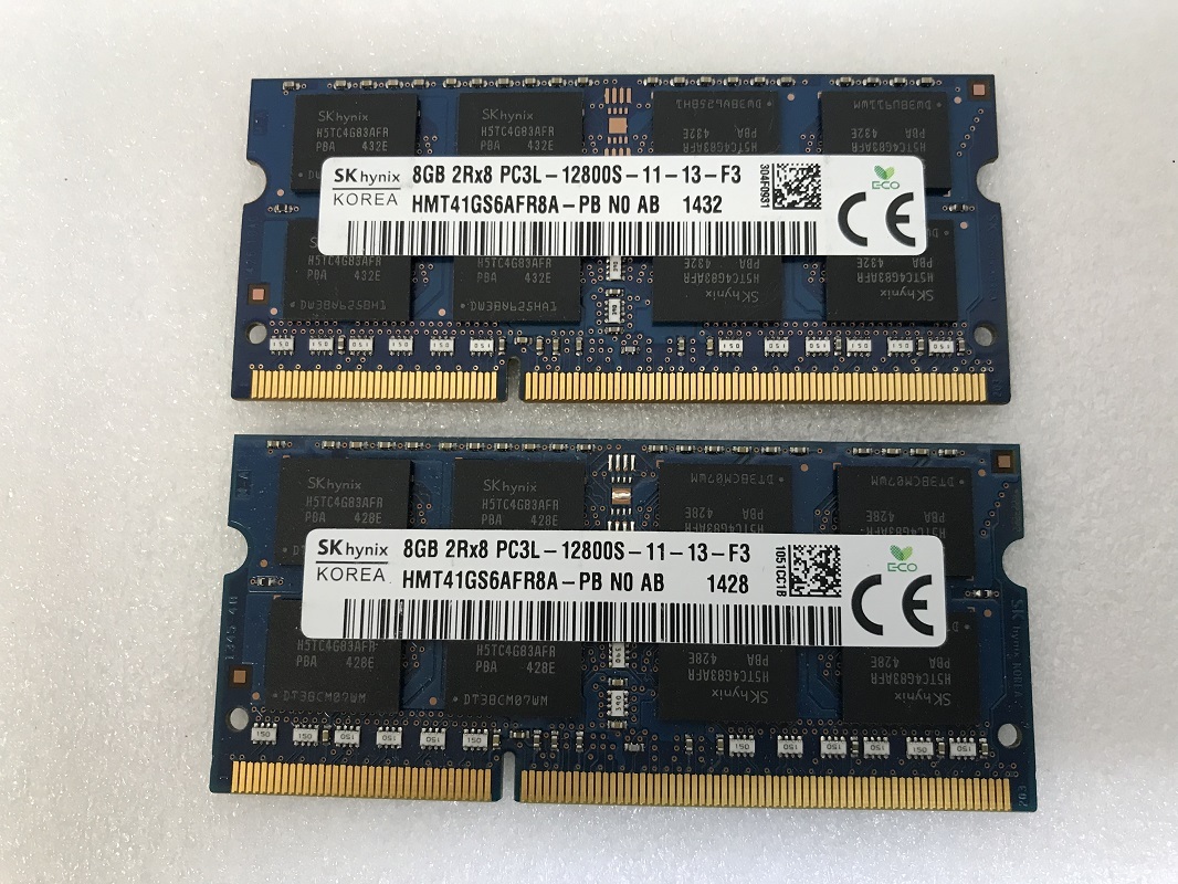 SK HYNIX 2Rx8 PC3L-12800S 8GB 2枚 16GB DDR3L ノートPC用 メモリ 204ピン DDR3L-1600 8GB 2枚セット 16GB DDR3 LAPTOP RAM_画像7