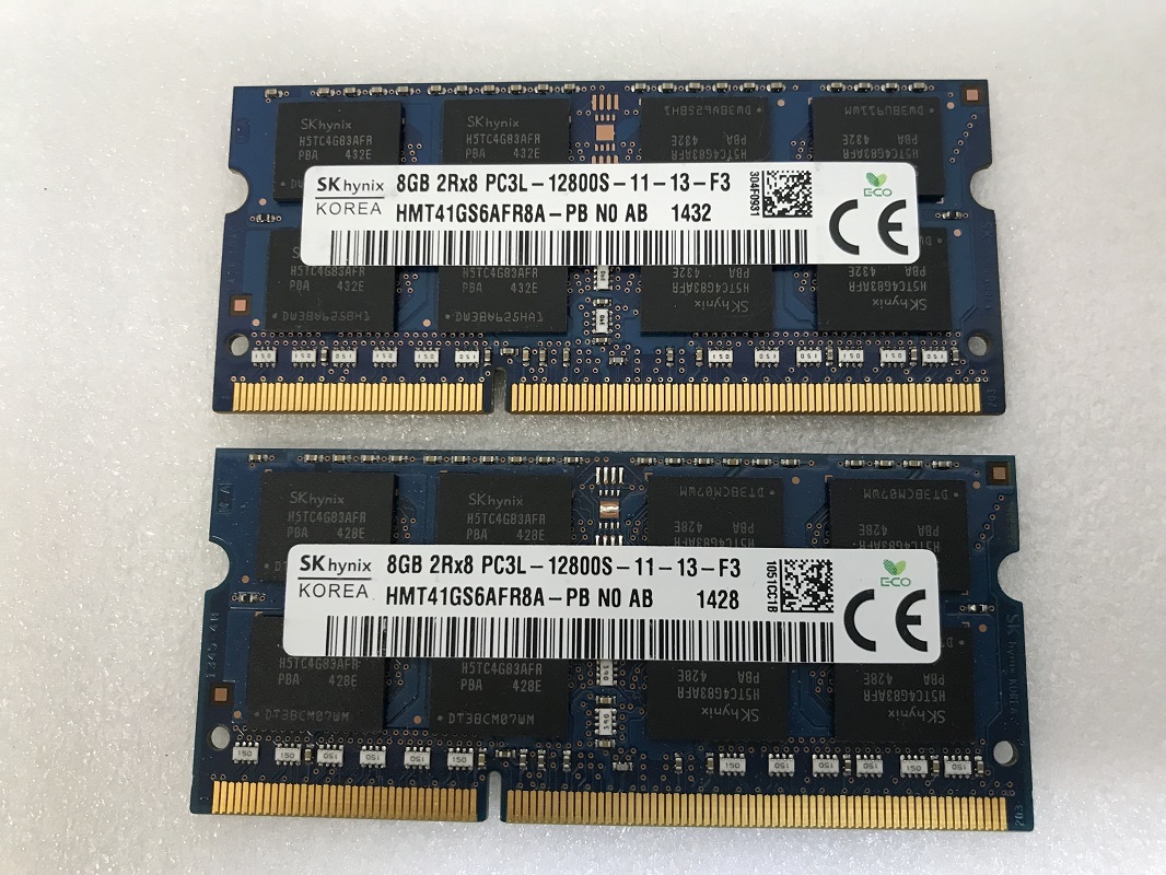 SK HYNIX 2Rx8 PC3L-12800S 8GB 2枚 16GB DDR3L ノートPC用 メモリ 204ピン DDR3L-1600 8GB 2枚セット 16GB DDR3 LAPTOP RAM_画像6