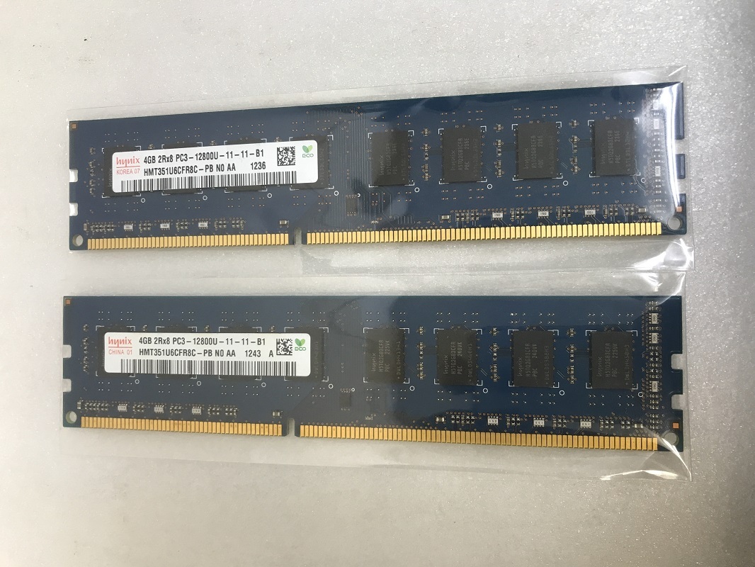 HYNIX 2rX8 PC3-12800U 4GB 2枚組 1セット 8GB DDR3 デスクトップ用 メモリ/ 240ピン DDR3-1600 4GB 2枚で 8GB DDR3 DESKTOP RAM_画像3