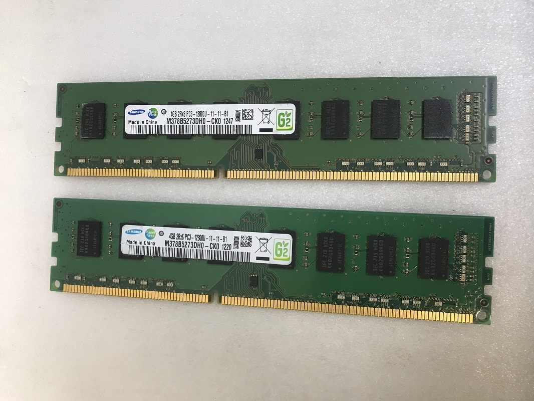 SAMSUNG 2rX8 PC3-12800U 4GB 2枚組 1セット 8GB DDR3 デスクトップ用 メモリ/ 240ピン DDR3-1600 4GB 2枚で 8GB DDR3 DESKTOP RAM_画像1