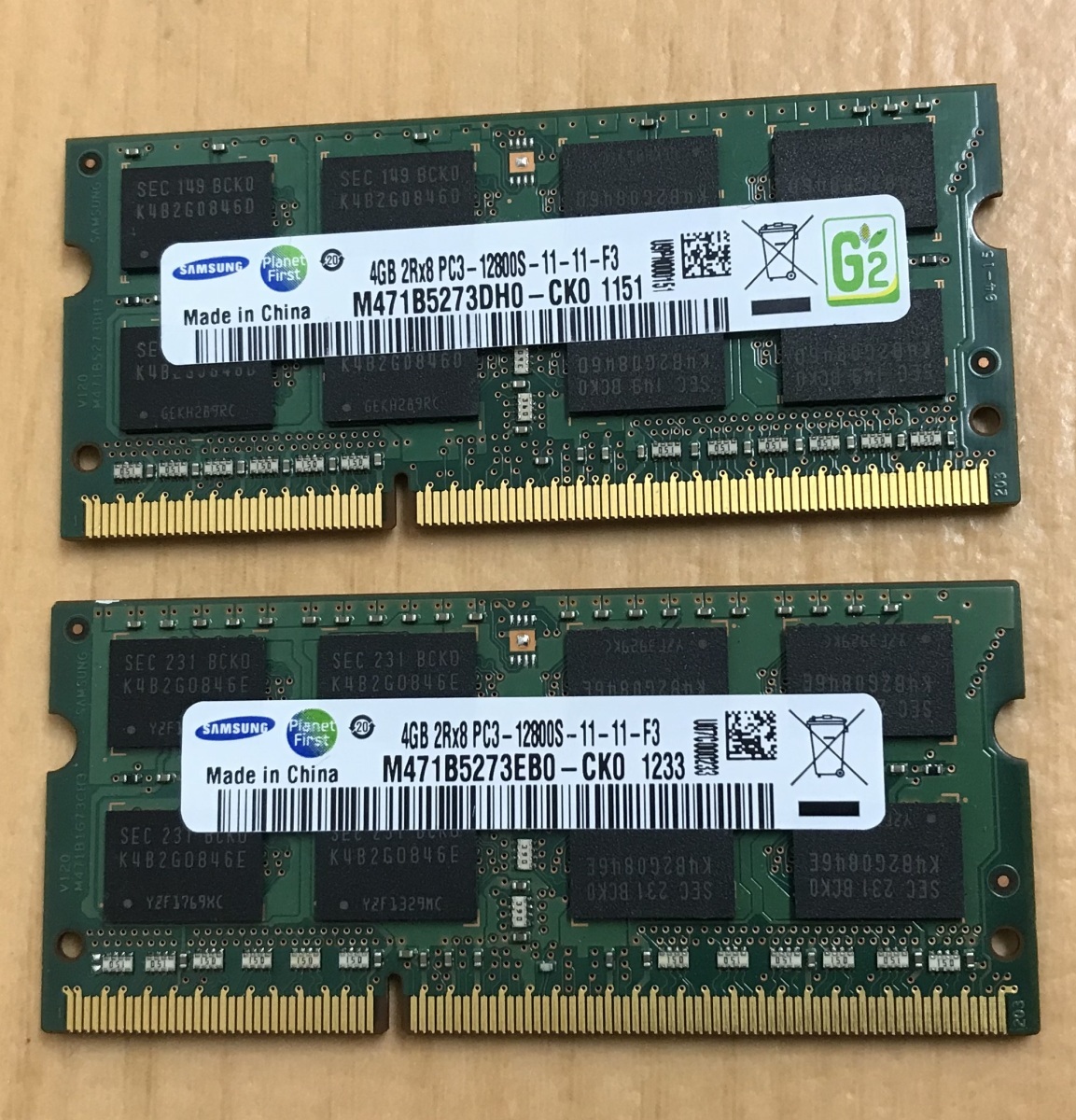 SAMSUNG 2Rx8 PC3-12800S 8GB【4GB×2枚組=8GB】DDR3 ノートPC用 メモリ 204ピン DDR3-1600 4GB 2枚 DDR3 LAPTOP RAM_画像2