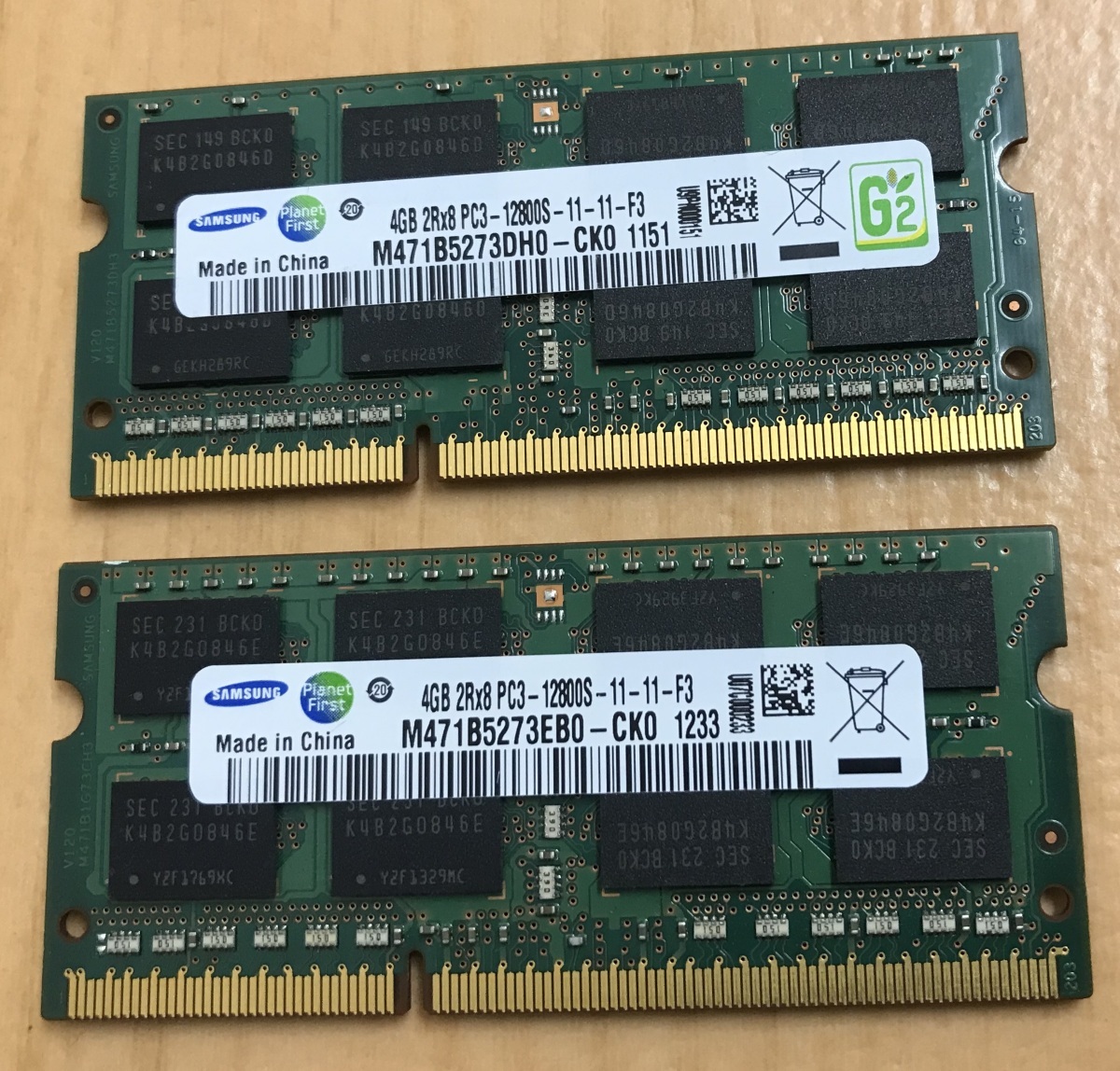 SAMSUNG 2Rx8 PC3-12800S 8GB【4GB×2枚組=8GB】DDR3 ノートPC用 メモリ 204ピン DDR3-1600 4GB 2枚 DDR3 LAPTOP RAM_画像1