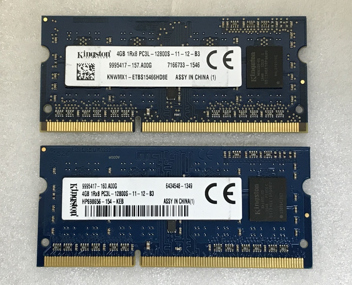 KINGSTON 1Rx8 PC3L-12800S 8GB 4GB 2枚で8GB DDR3L ノートPC用 メモリ 204ピン DDR3L ECC無し DDR3L-1600 4GB 2枚 DDR3L LAPTOP RAM_画像1