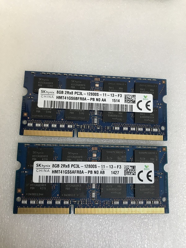 SK HYNIX 2Rx8 PC3L-12800S 8GB 2枚 16GB DDR3L ノートPC用 メモリ 204ピン DDR3L-1600 8GB 2枚セット 16GB DDR3 LAPTOP RAM_画像1