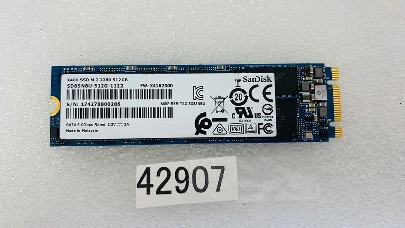 M.2 SSD512GB SANDISK SSD X400 SATA M.2 SSD512GB M.2 2280 M.2 ソリッドス テートドライブ 使用時間4359時間_画像1