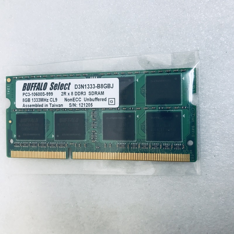 BUFFALO PC3-10600S 8GB DDR3ノートPC用メモリ DDR3-1333 8GB 204ピン DDR3 LAPTOP RAM 中古 動作確認済み_画像1