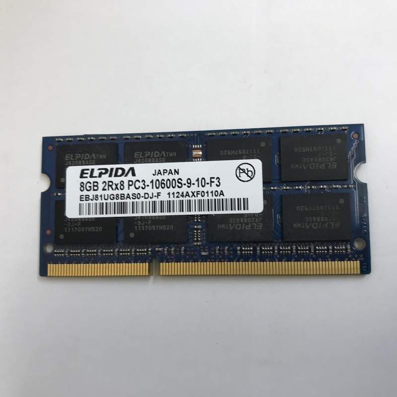 ELPIDA 2RX8 PC3-10600S 8GB DDR3ノートPC用メモリ DDR3-1333 8GB 204ピン DDR3 LAPTOP RAM 中古起動品_画像1