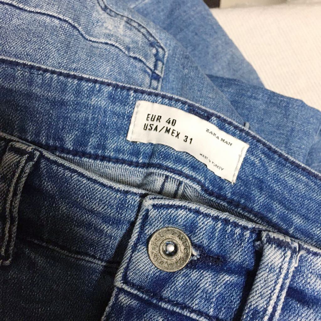 デザイン性抜群 ZARA MAN ストレッチ ダメージ バイカー 40 31 送料410円 スキニー デニム メンズ ジーンズ ライダース パンツ クラッシュ_画像10