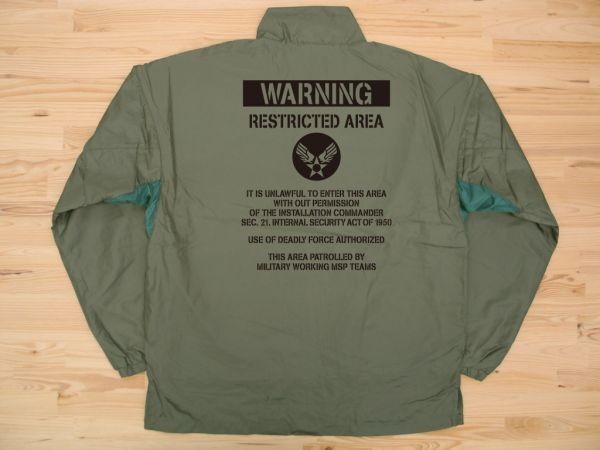 RESTRICTED AREA オリーブ フィールドコート 黒 L ミリタリージャケット U.S. AIR FORCE ステンシル_オリーブ（黒色）