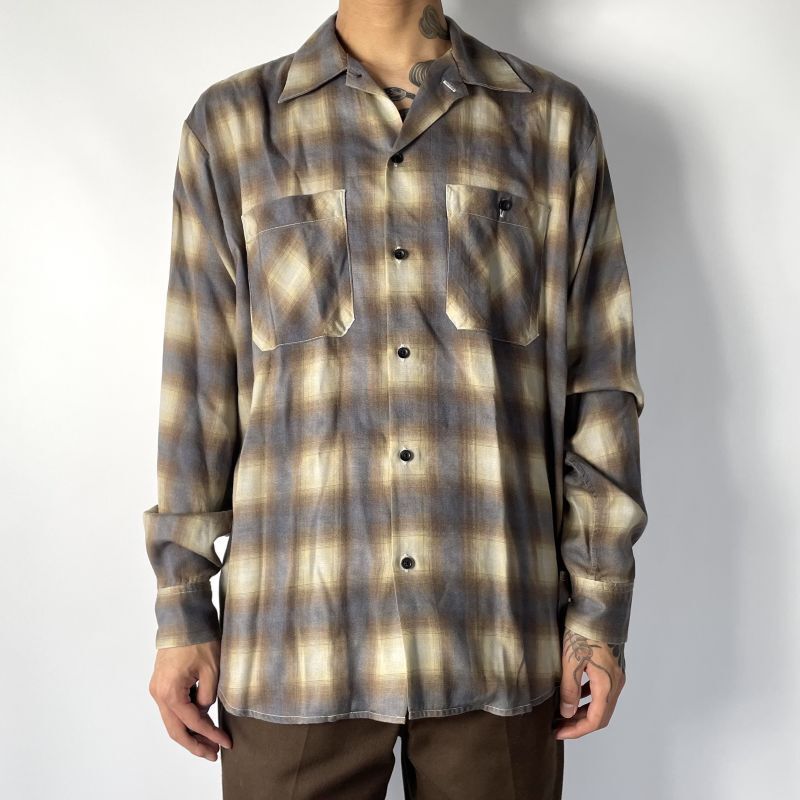 23SS 定価35200円 MINEDENIM マインデニム Drape Denim Ombre Check Loose Work SH チェック シャツ 1_画像7