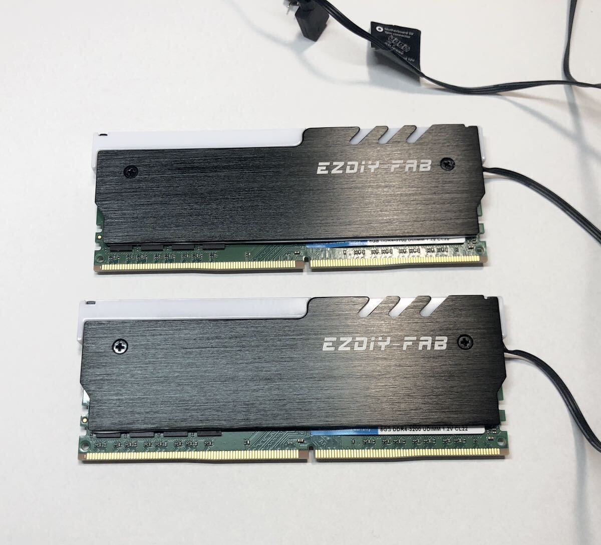 [ used ]Crucial desk top memory DDR4 3200MHz (8GB 2 sheets set total 16GB) + EZDIY-FAB RAM cooling ARGB memory heat sink 