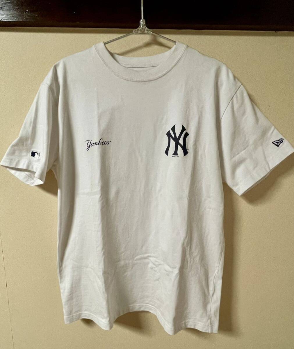 NEW ERA ニューエラ 半袖 コットン Tシャツ MLB Apparel ニューヨーク・ヤンキース ホワイト レギュラーフィット古着 白 半袖Tシャツ_画像1